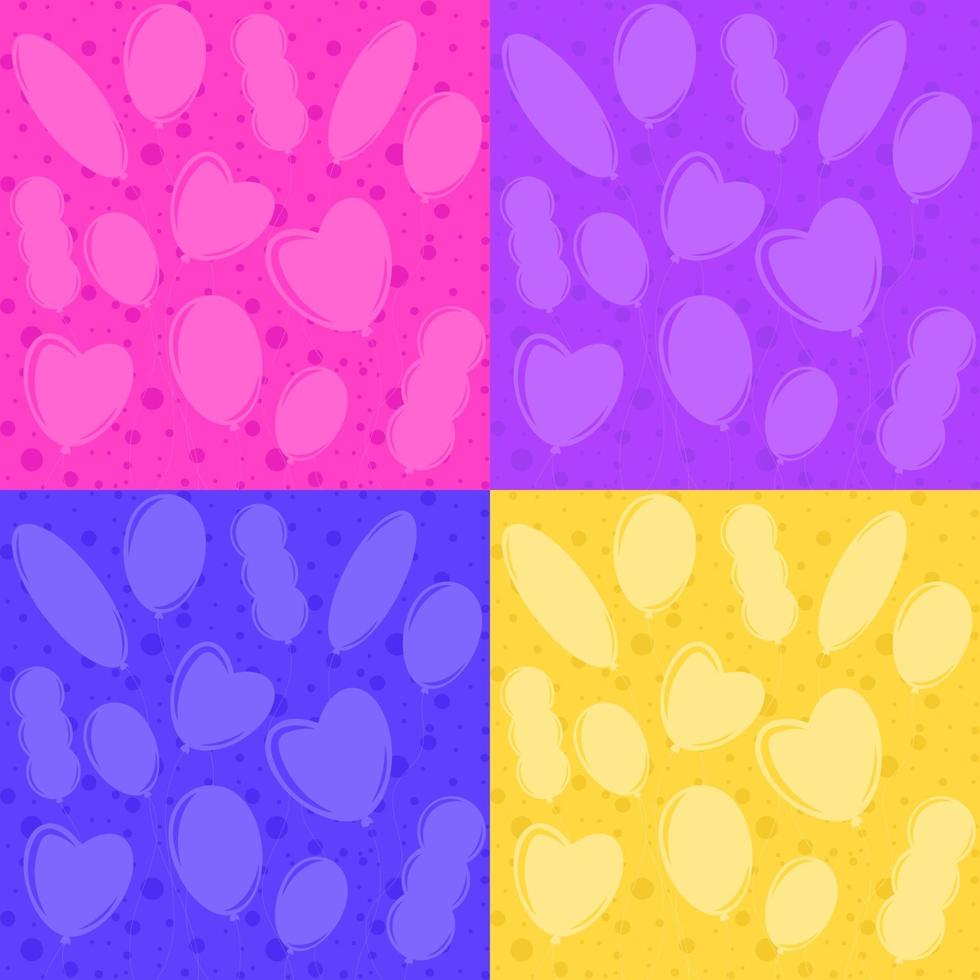 conjunto de siluetas de globos de colores planos. adecuado para tarjetas de felicitación. vector