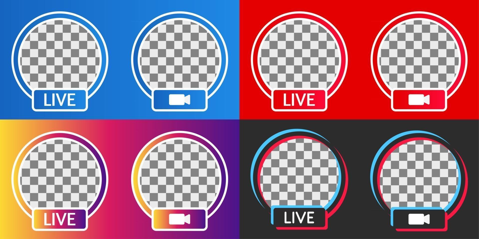 set of colorful live streaming badge or frame for social media webinar, video live, education and more vector