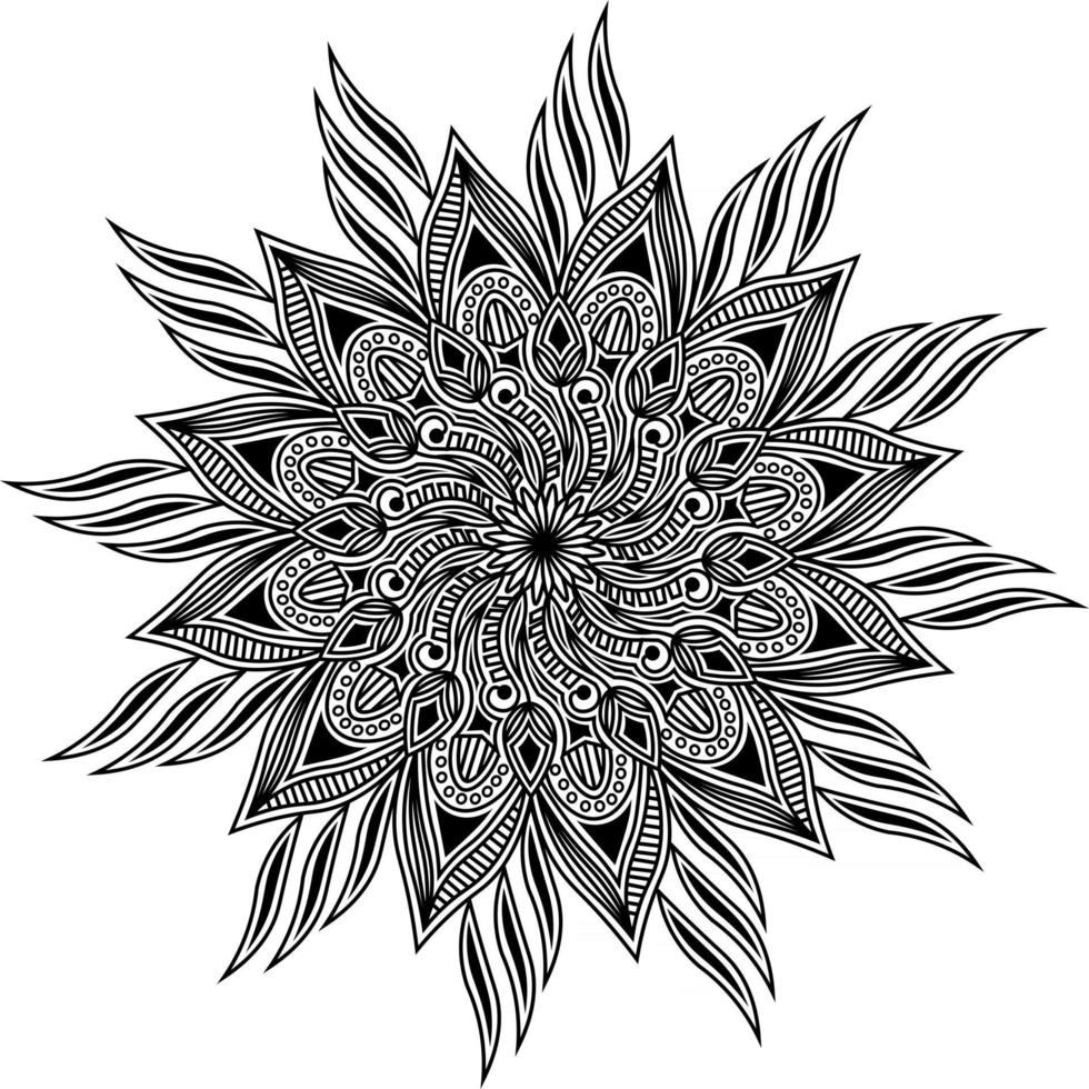 islámico floral color naranja decorativo estilo árabe arte lineal mandala diseño de fondo y patrón vector