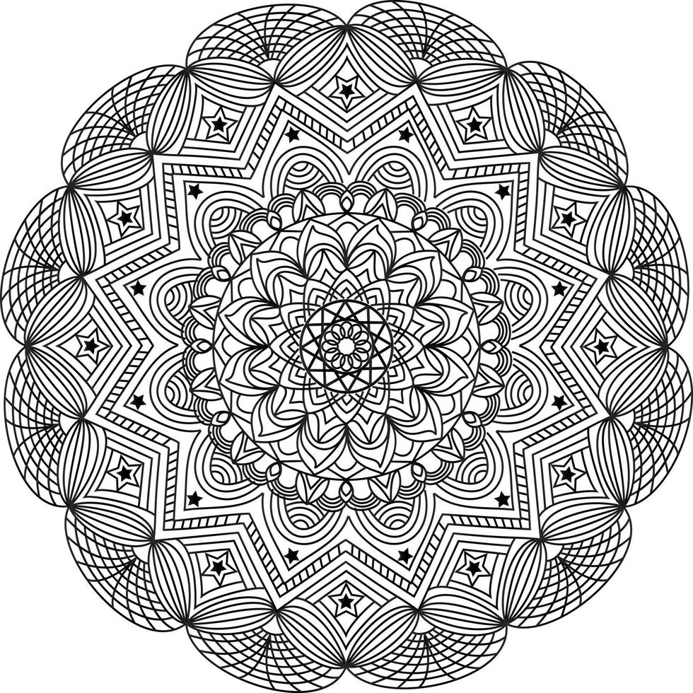 lujoso diseño de mandala para adultos de arte lineal geométrico decorativo con patrón de estilo árabe vector