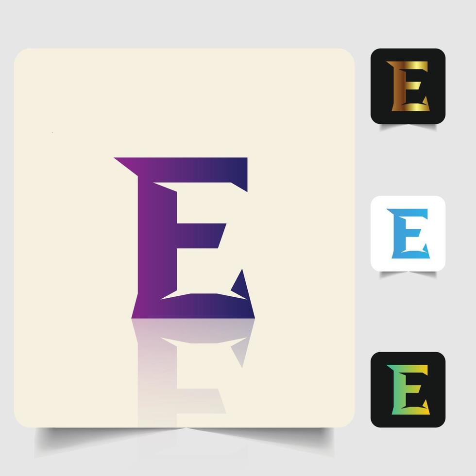 E letter logo professional abstract gradient design vector