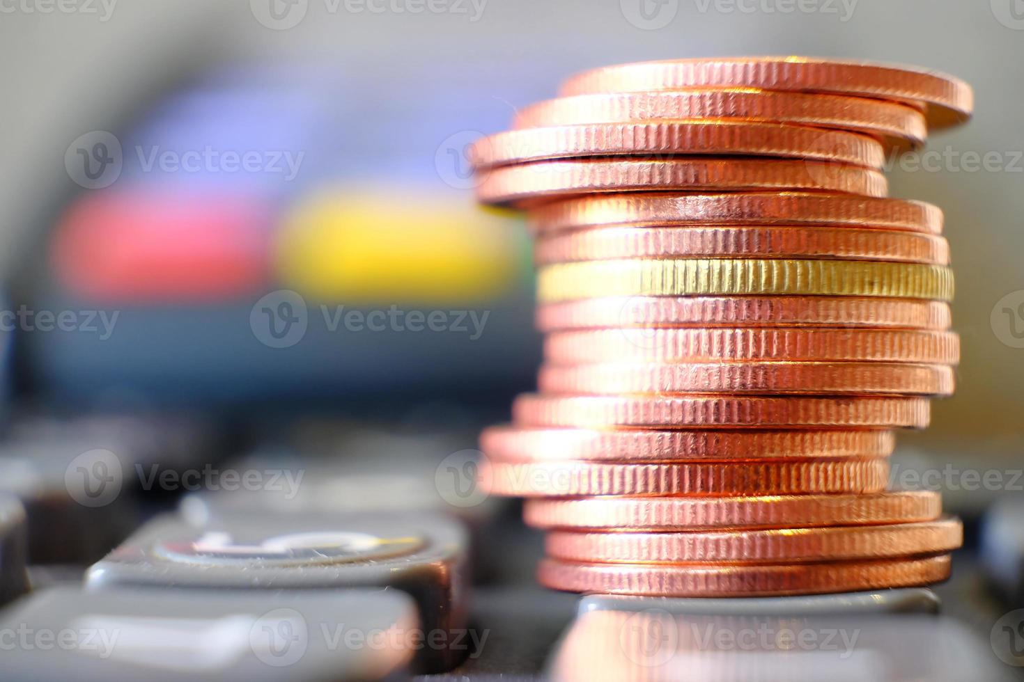 saving money concept, stacking coins background, advertising coins of finance and banking photo