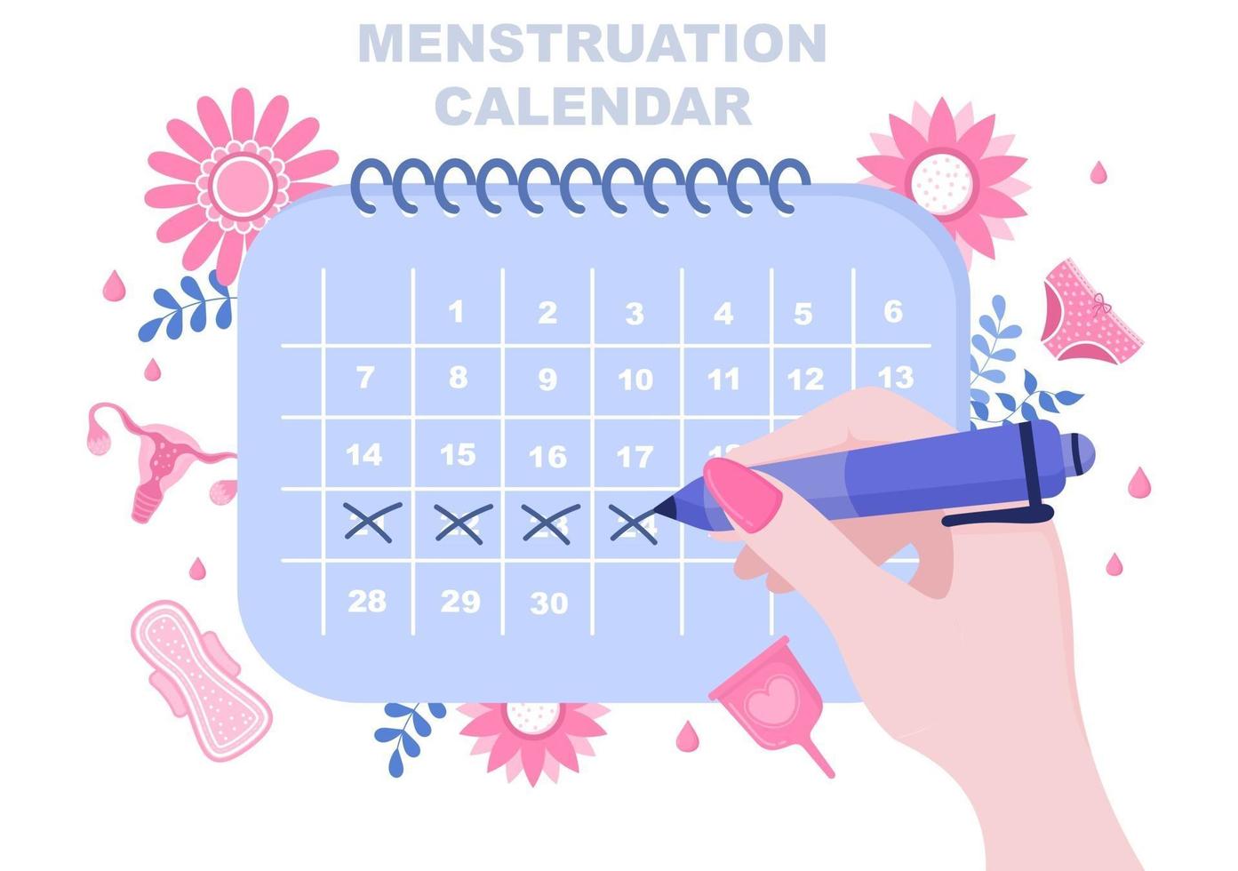 calendario del período de menstruación mujeres para verificar la fecha ilustración del ciclo vector