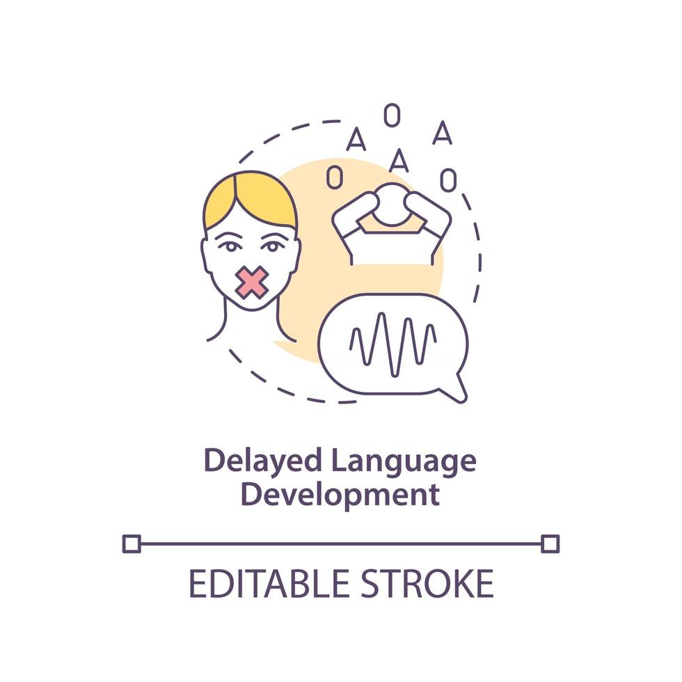 Delayed language development concept icon. Autism sign abstract idea thin line illustration. Having problems with words. Speech delays. Vector isolated outline color drawing. Editable stroke