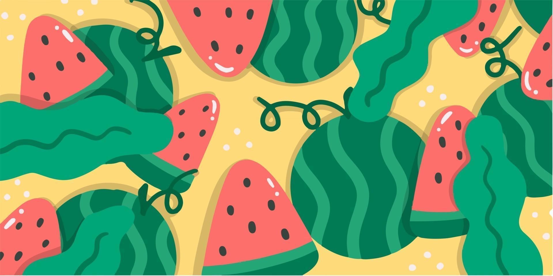 Abstract Unique Random Watermelons Doodle Pattern vector