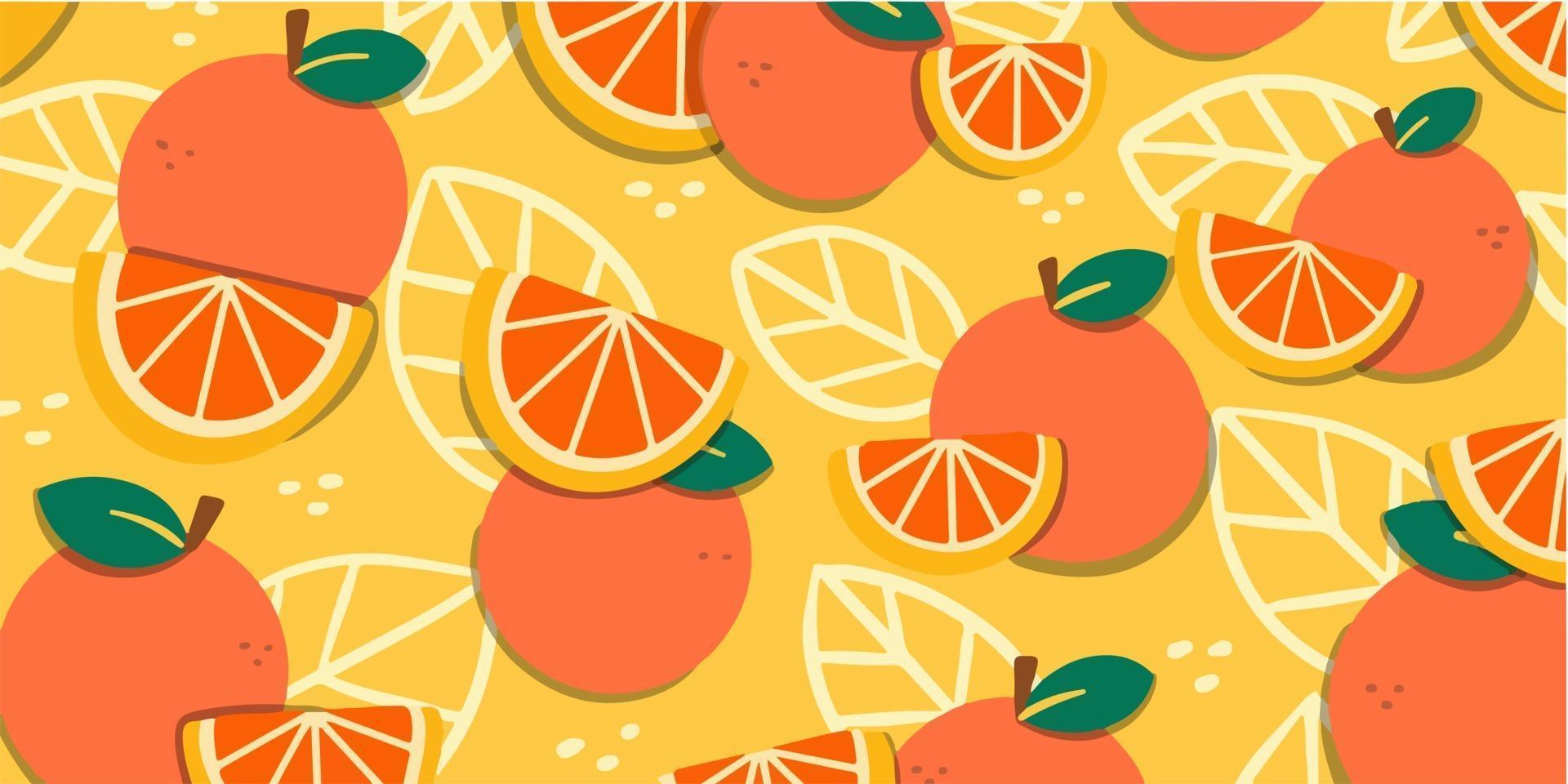 Juicy Fresh Oranges Doodle Pattern vector