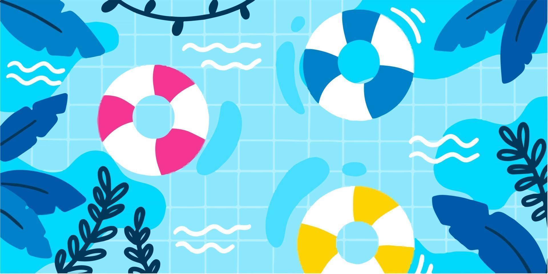 vector exclusivo de ilustración de doodle de piscina de noche de verano frío