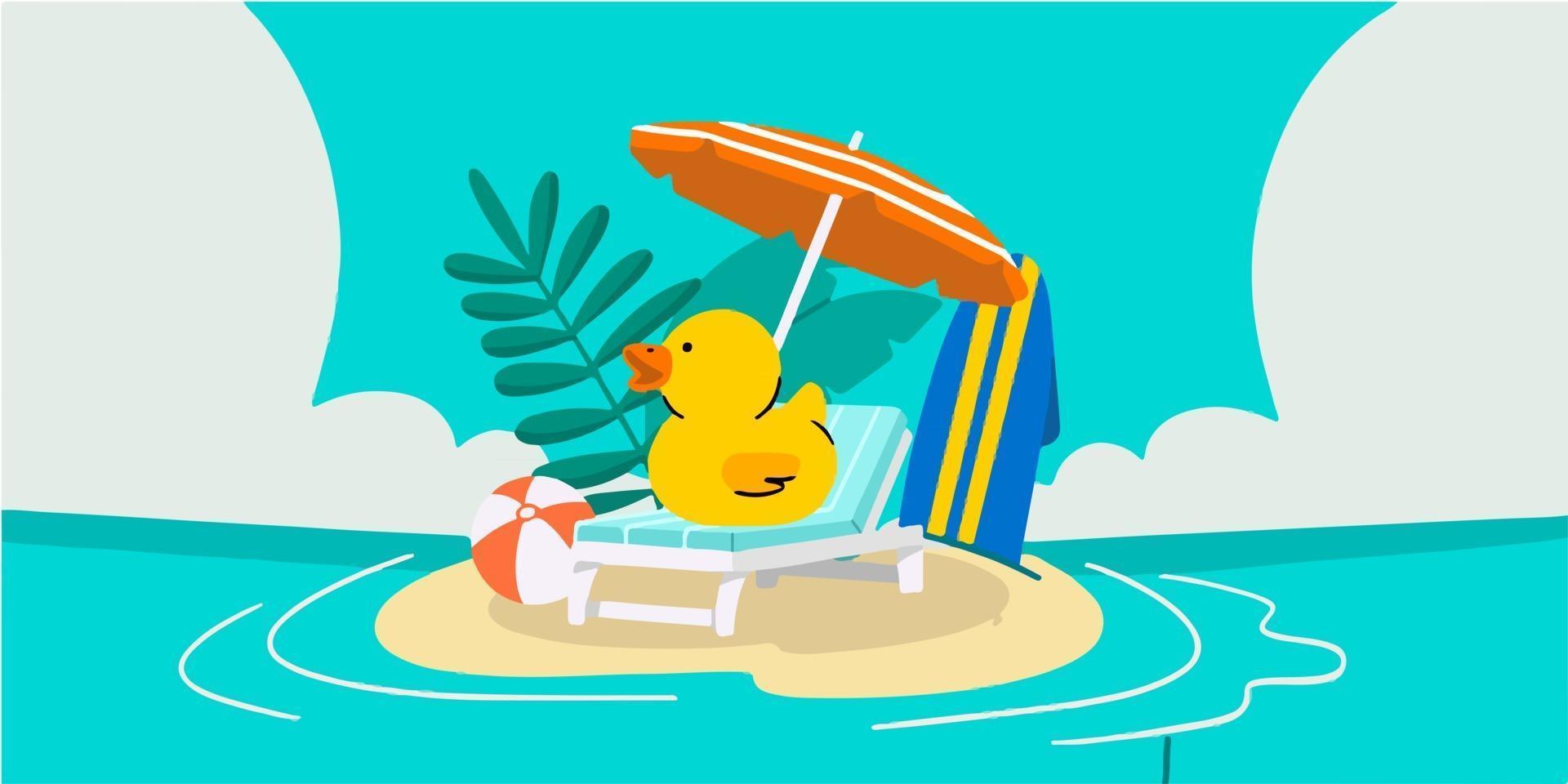 Adorable Cute Summer Themed Doodle Illustration vector