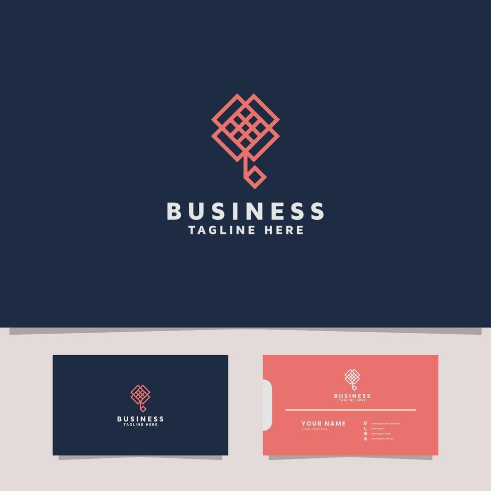 Simple and Minimalist Geometric Flower Logo with Business Card Template vector