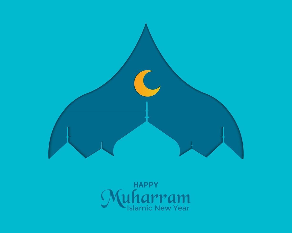 Happy Muharram Mosque Simple Greeting Template vector