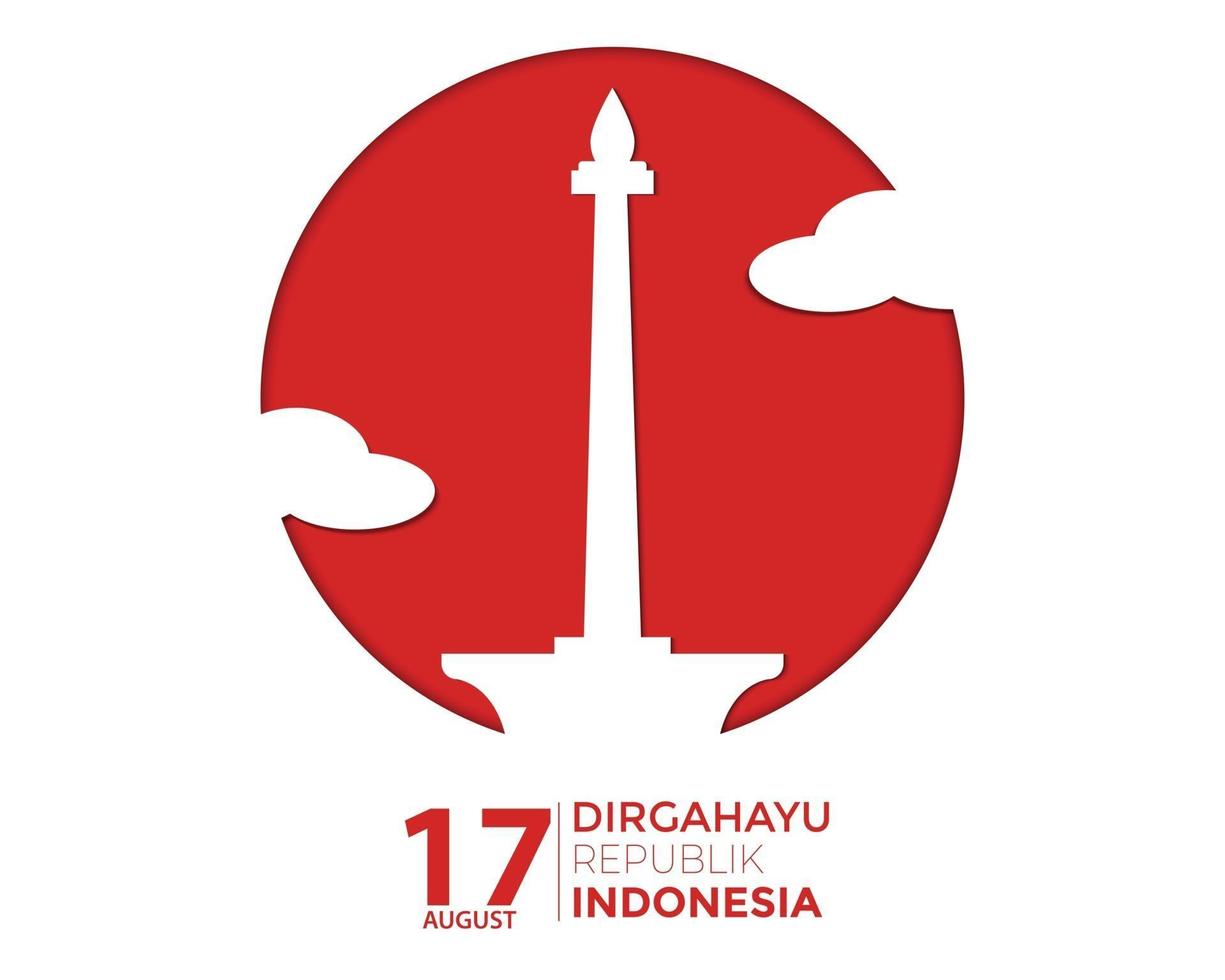 Indonesia Independence Day Simple Greeting Template vector