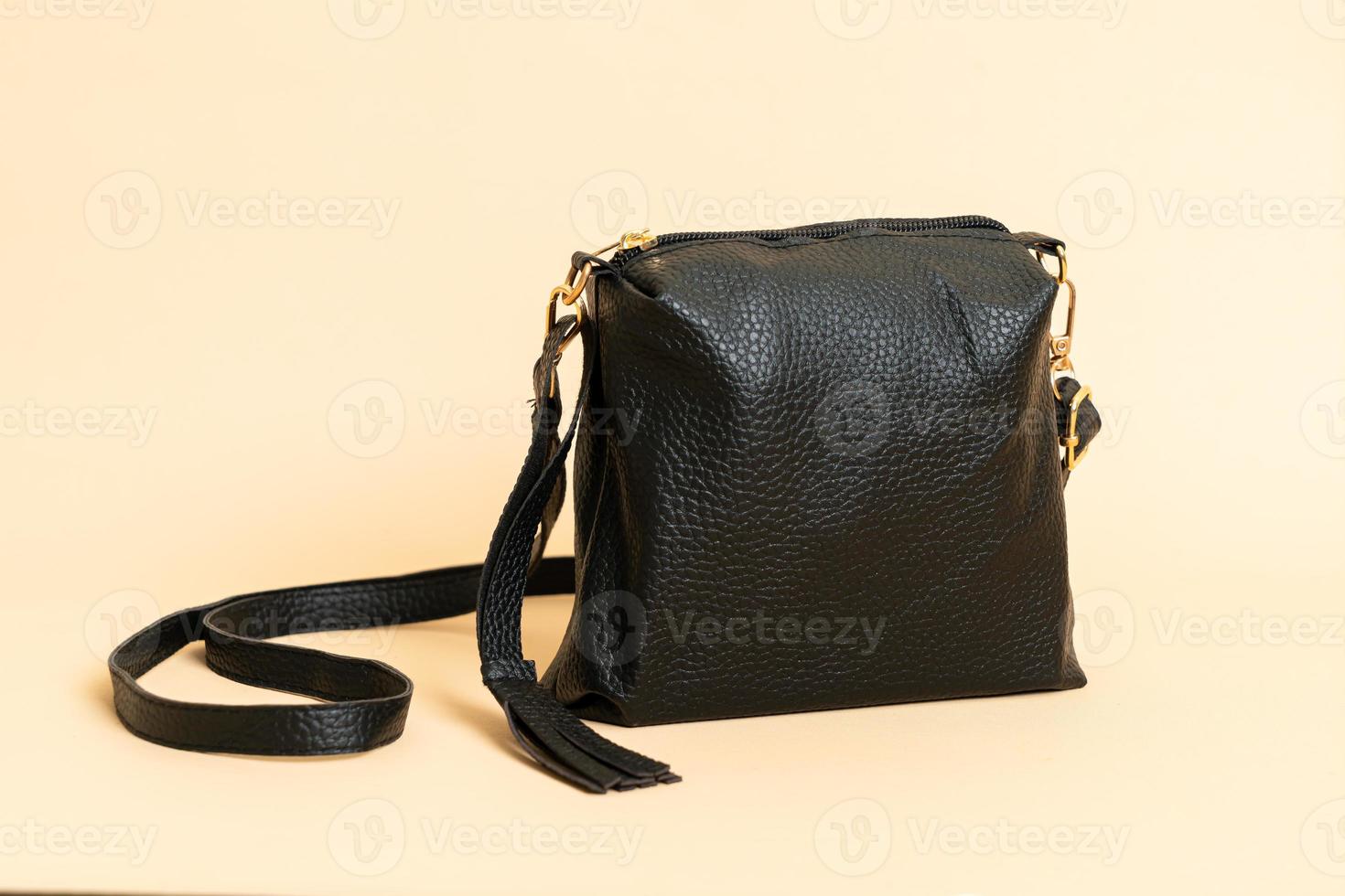 Black leather fashion bag - fashion style photo