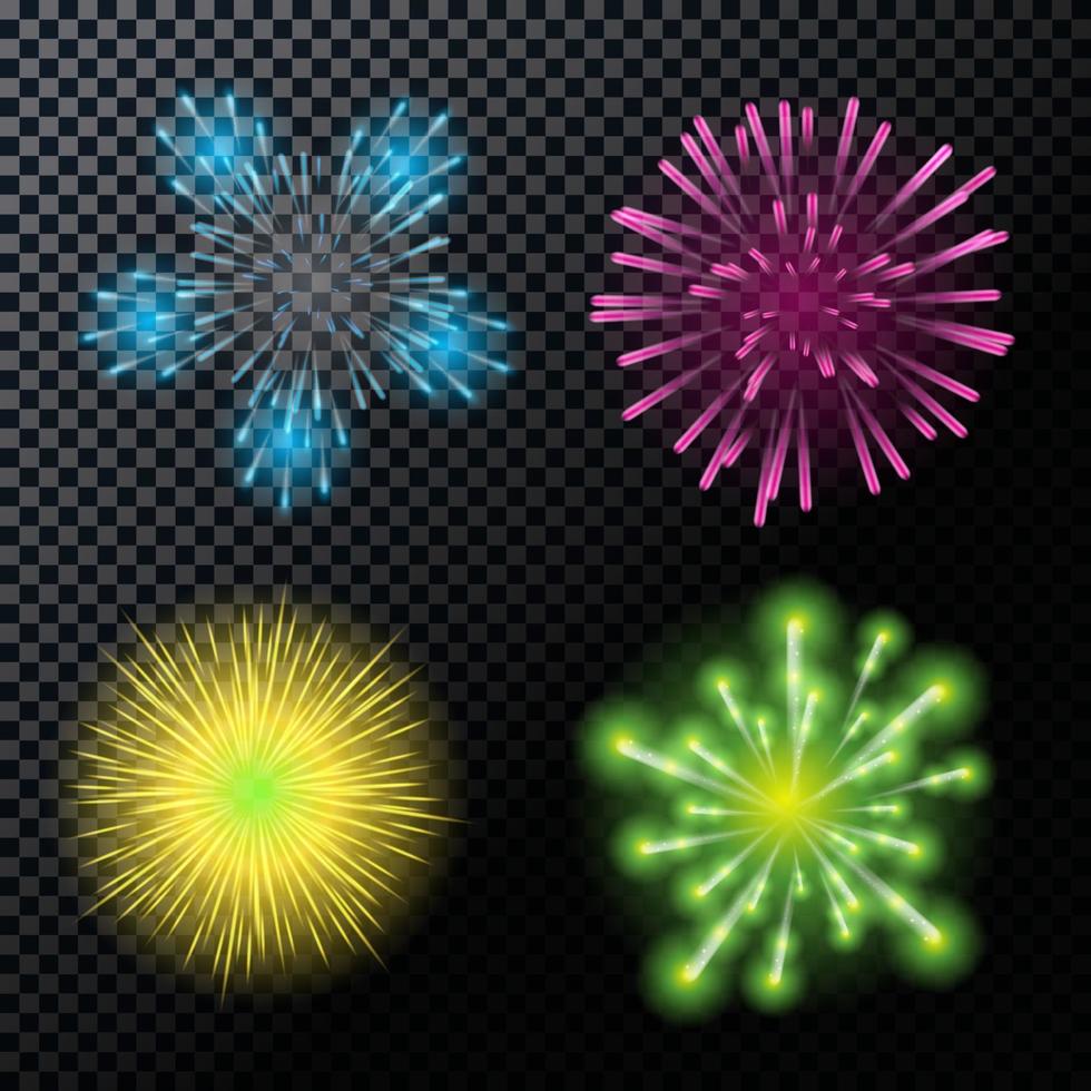 Vector Illustration of Fireworks set
