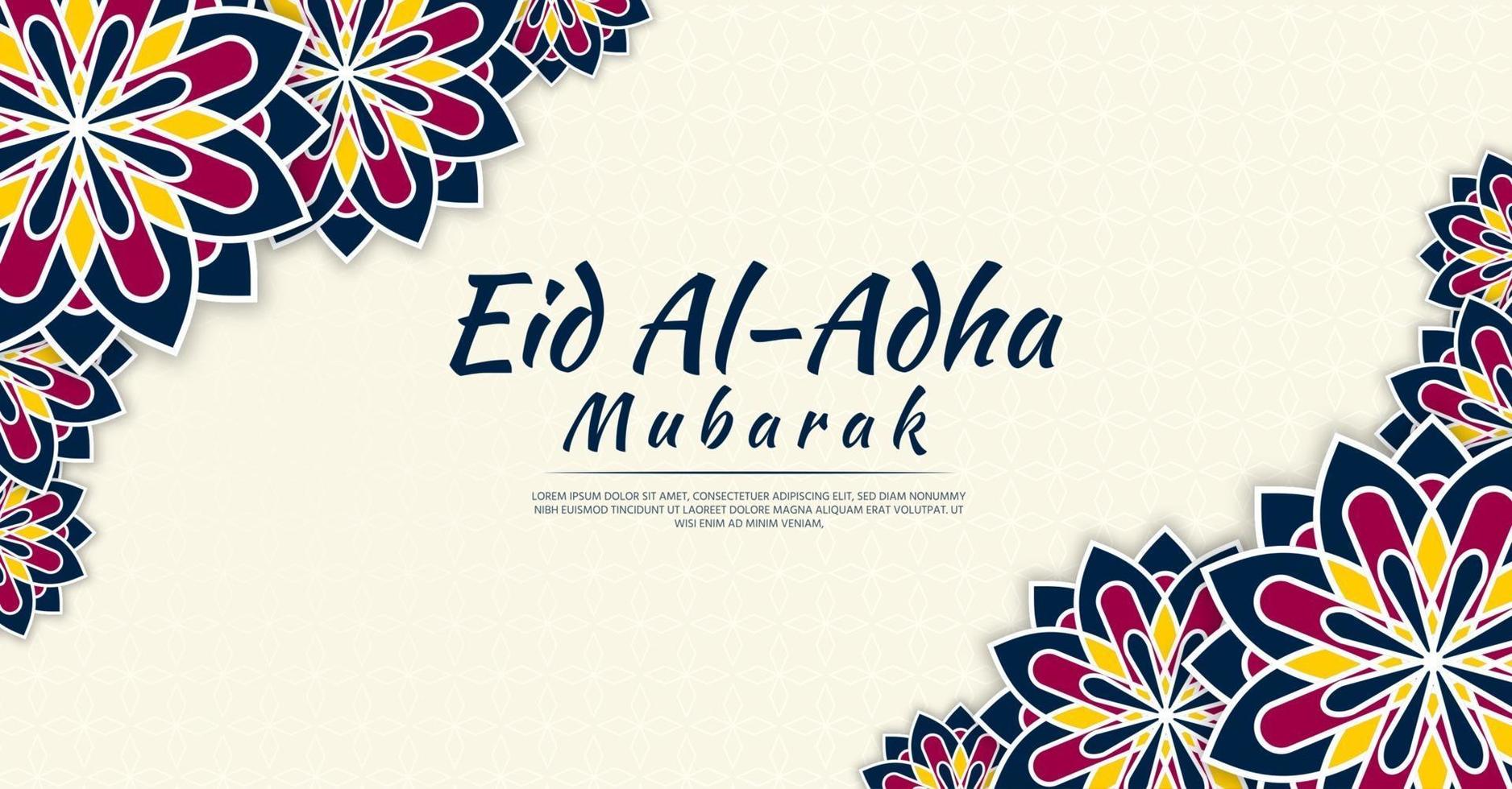 Fondo de eid al-adha con hermosas flores. vector