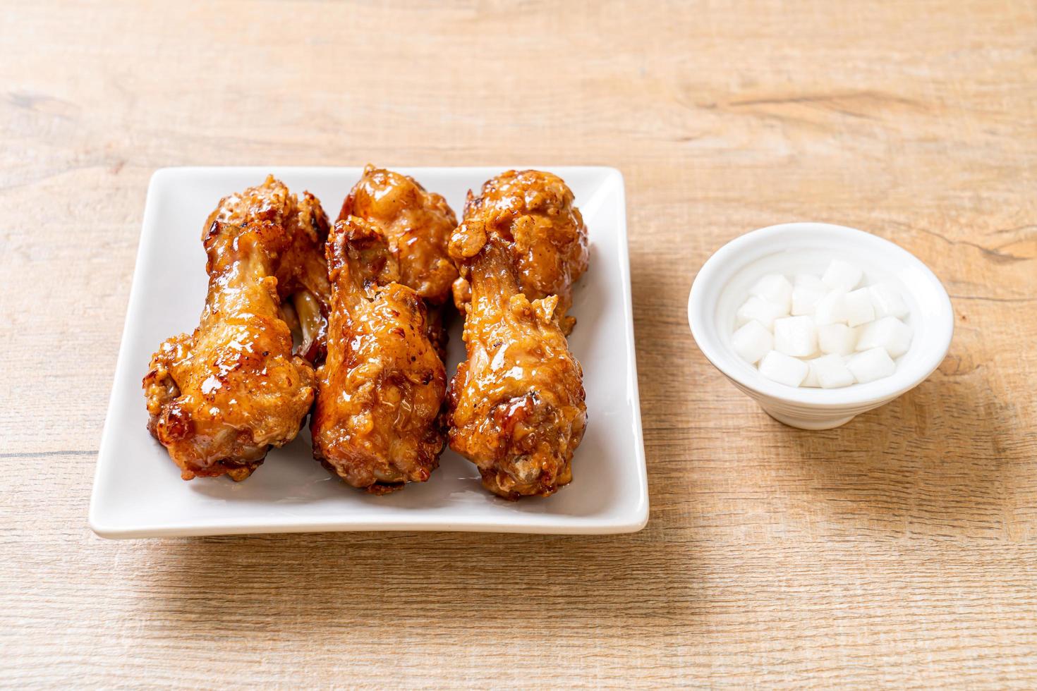 Fried chicken with sauce in Korean style photo