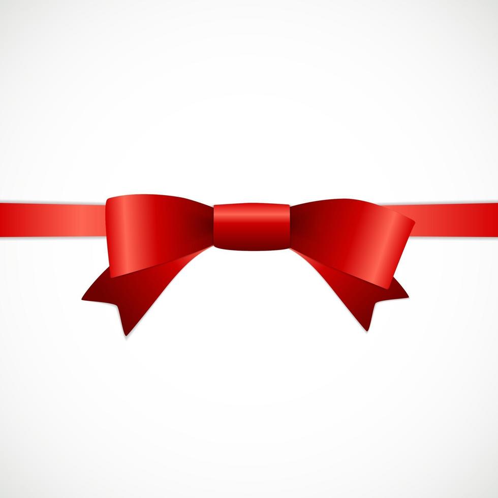 Gift Card with Red Ribbon and Bow. Vector illustration