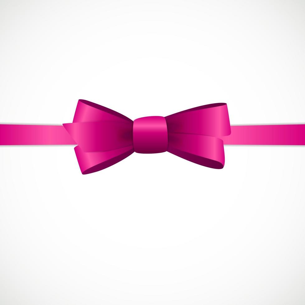 Gift Card with Pink Ribbon and Bow. Vector illustration