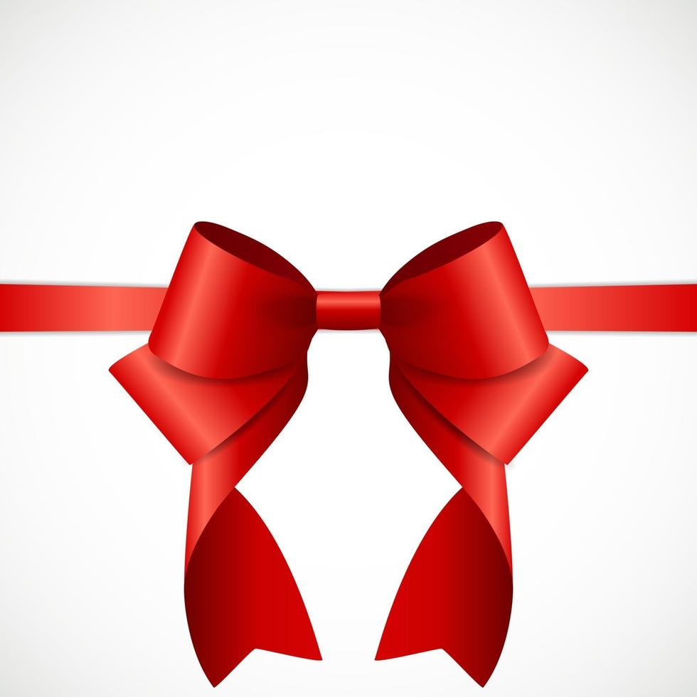 Gift Card with Red Ribbon and Bow. Vector illustration