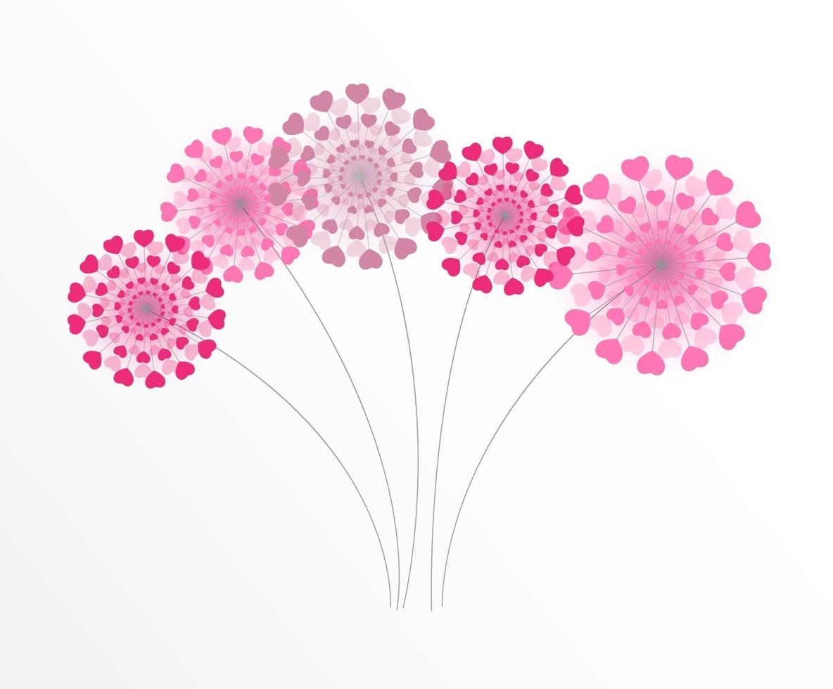 Abstract Heart Flower Background Vector Illustration