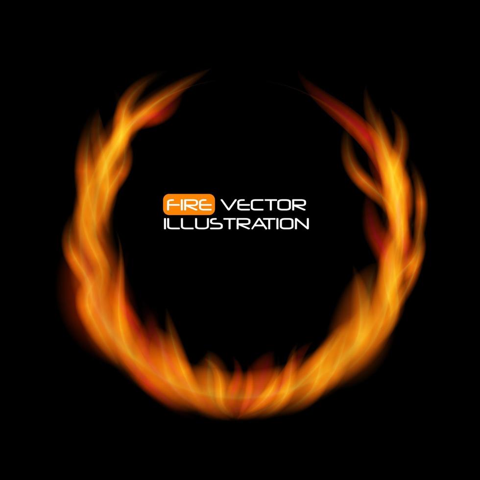 Naturalistic Fire Frame on Dark Background. Vector Illustration