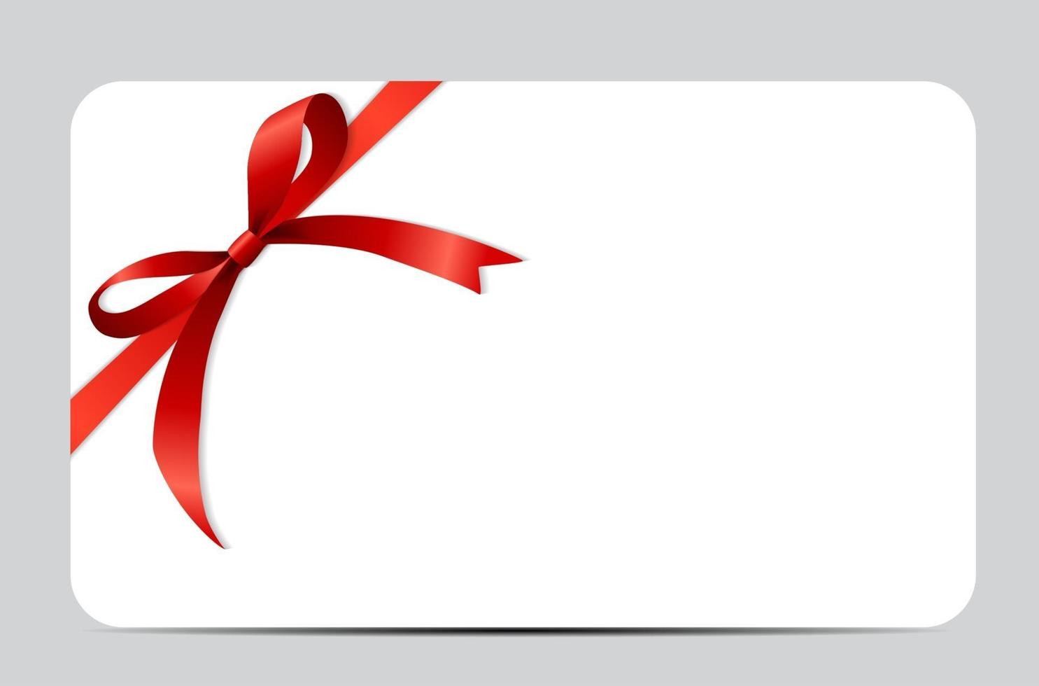 Gift Card with Red Ribbon and Bow. Vector illustration