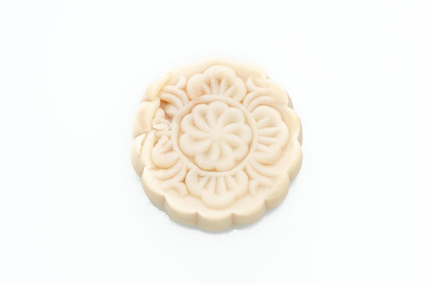 Moon cake macadamia and white chocolate flavor isolated on white background photo