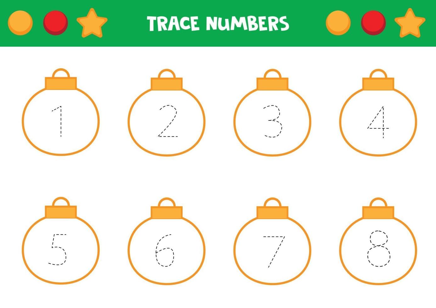 Trace numbers. Handwriting practice for preschool children. vector