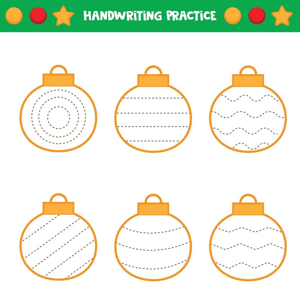 Educational worksheet for kids. Tracing lines. Trace the balls. Handwriting practice. vector