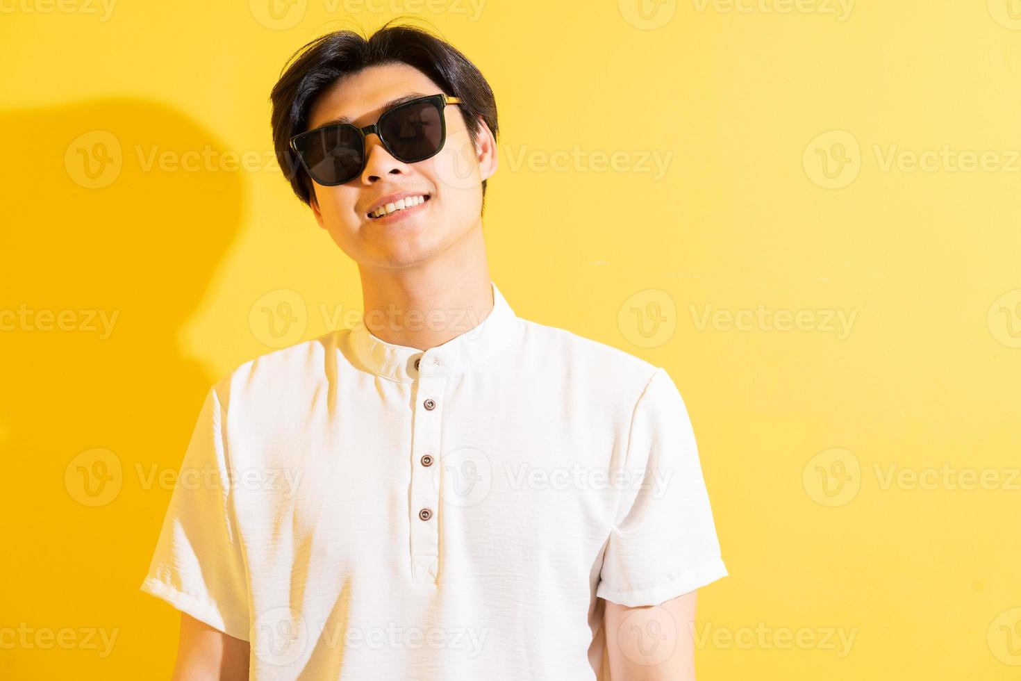 Asian man on a yellow background photo