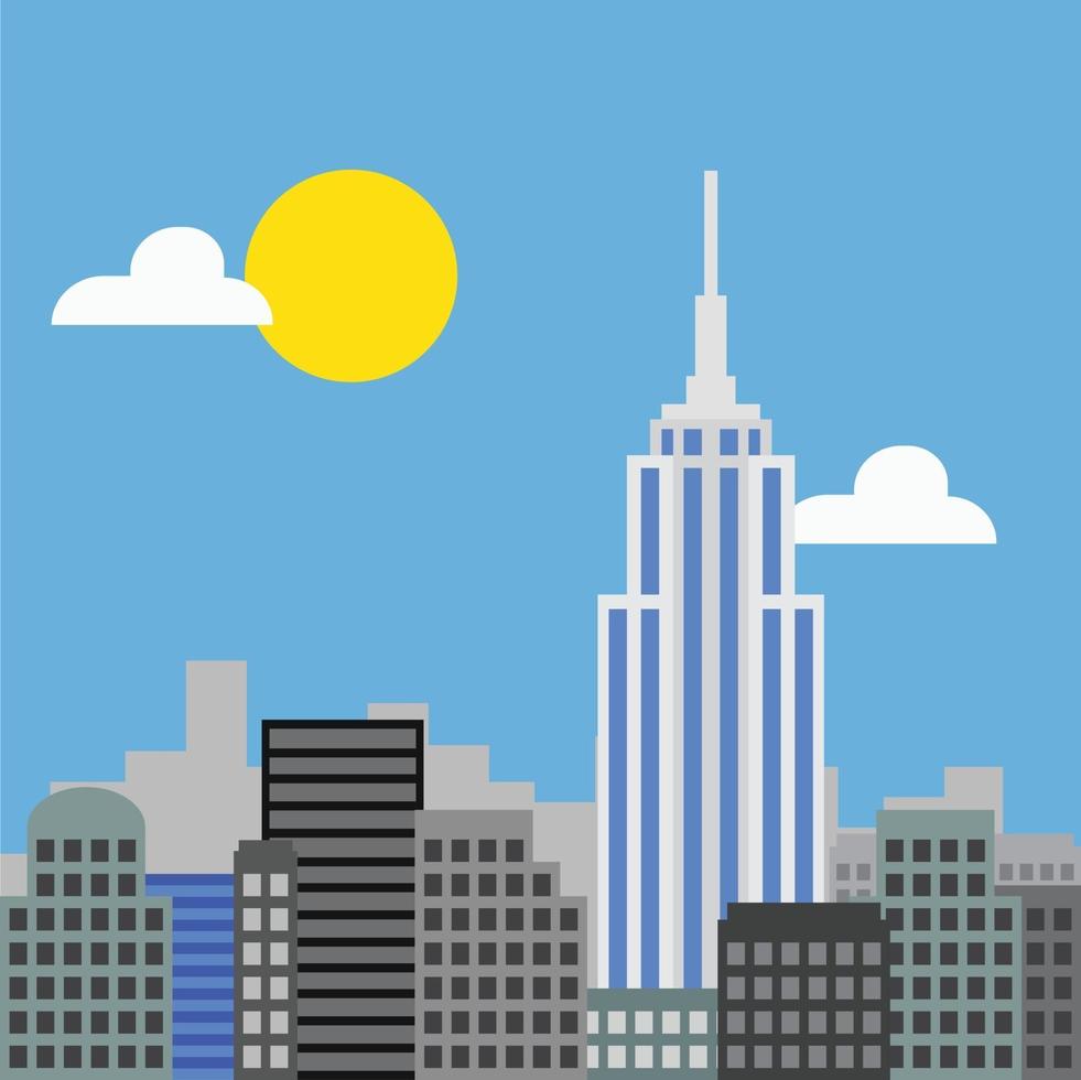 diseño plano de la simplicidad del horizonte de rascacielos de la ciudad de Nueva York. vector