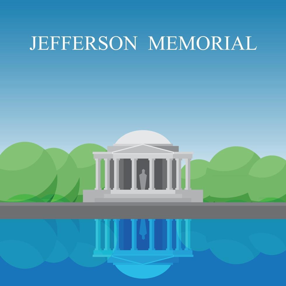 Jefferson memorial en washington dc, distrito de columbia, estados unidos. vector