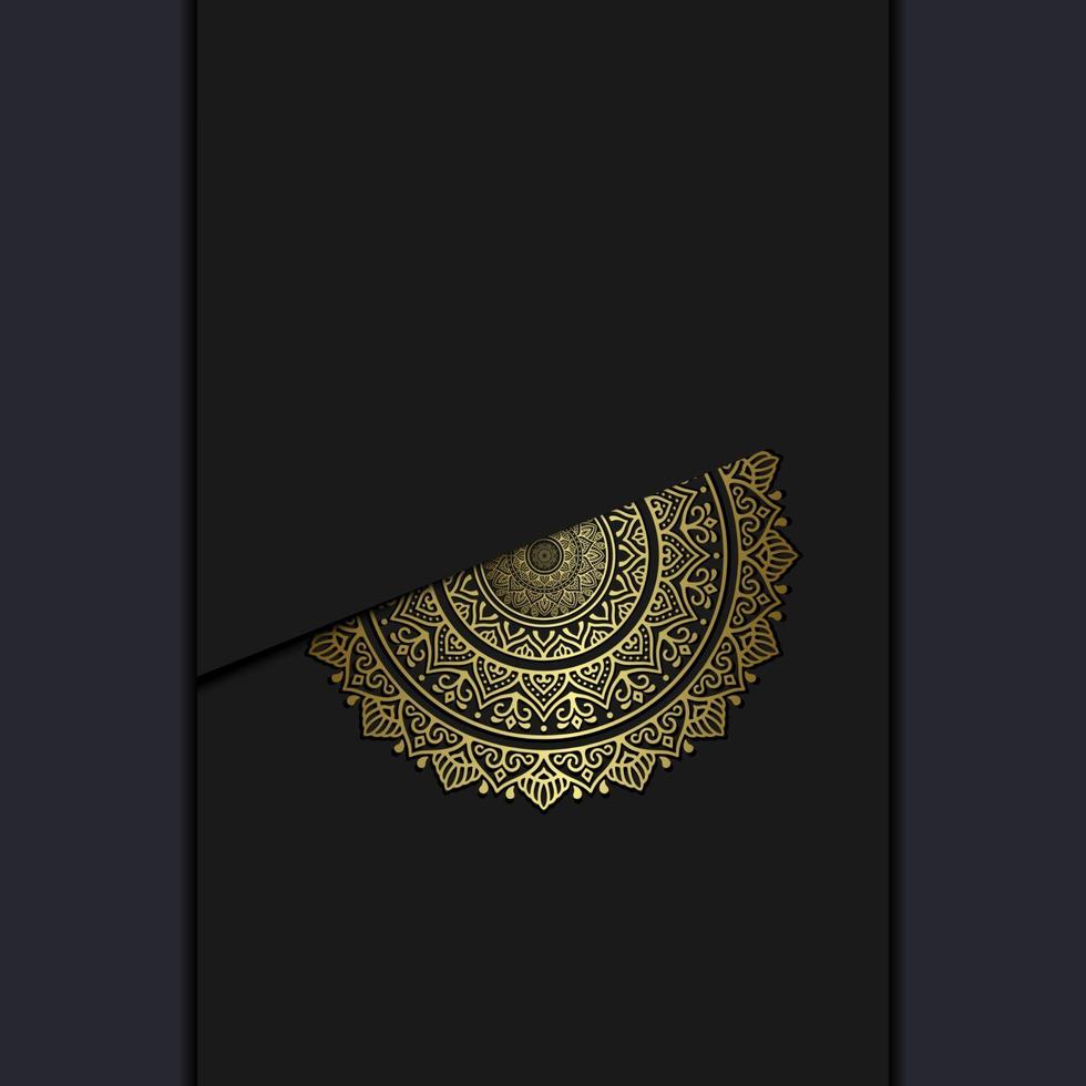 Fondo adornado de mandala dorado de lujo para invitación de boda, portada de libro con estilo de elemento mandala vector gratuito