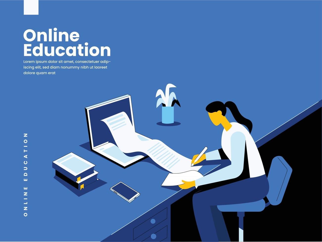 Online education illustration concept vector