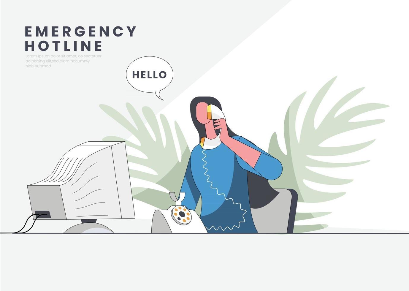 Emergency hotline service illustration concept vector