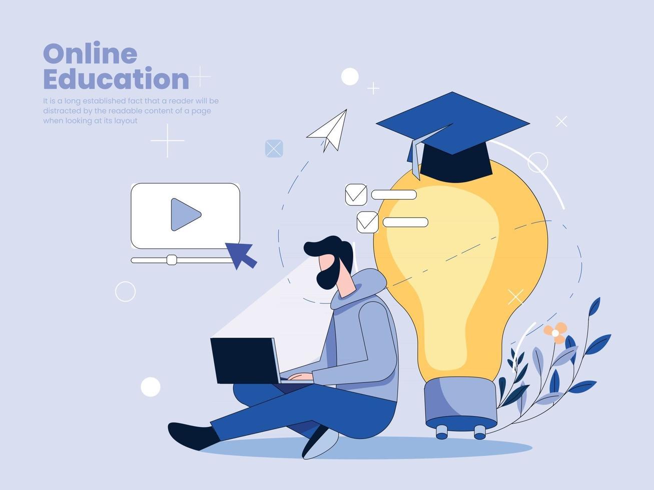 Online education illustration concept vector