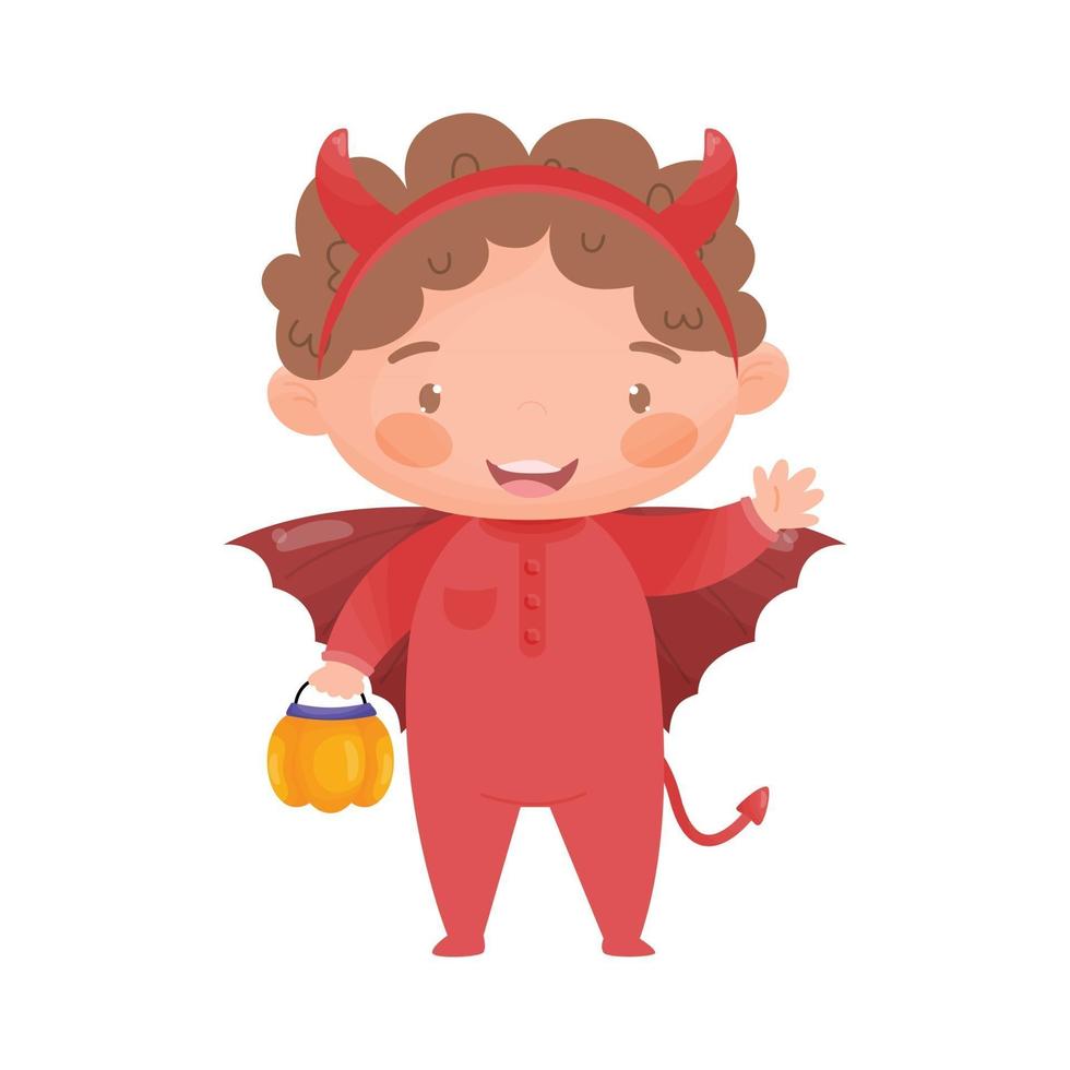 Kids in halloween costumes vector