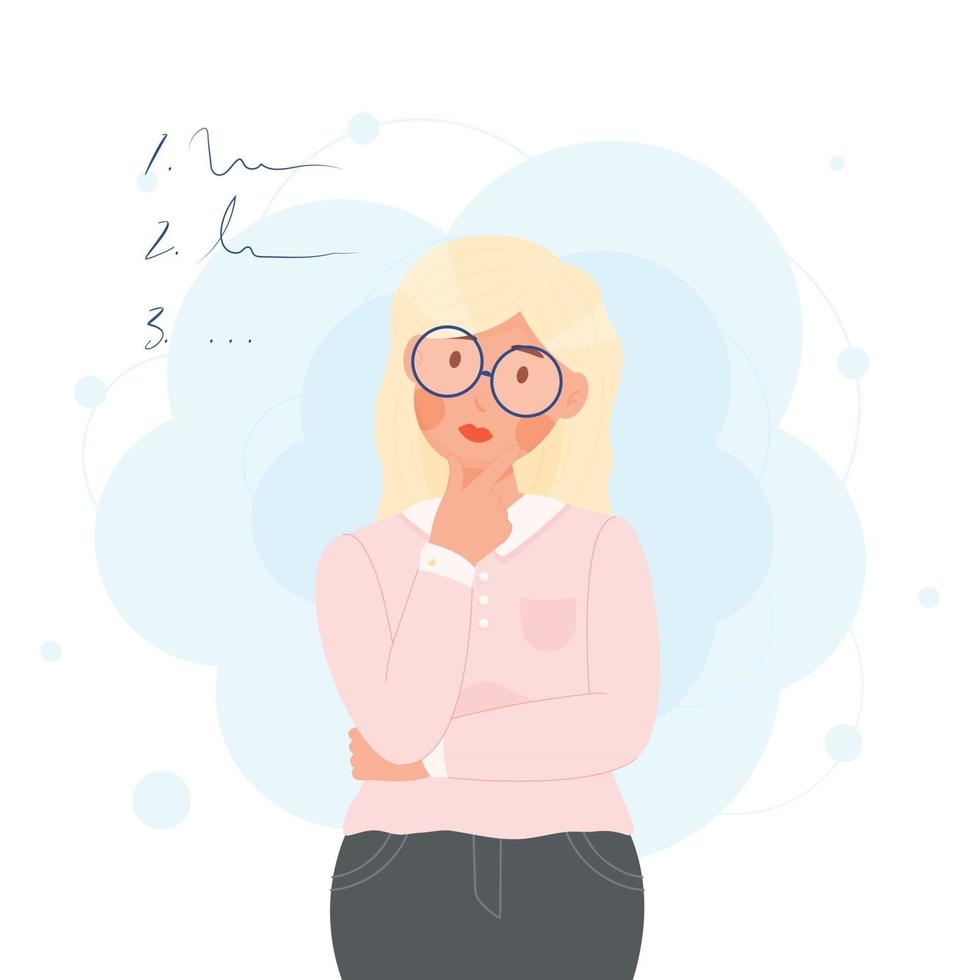 Woman planning list to do vector