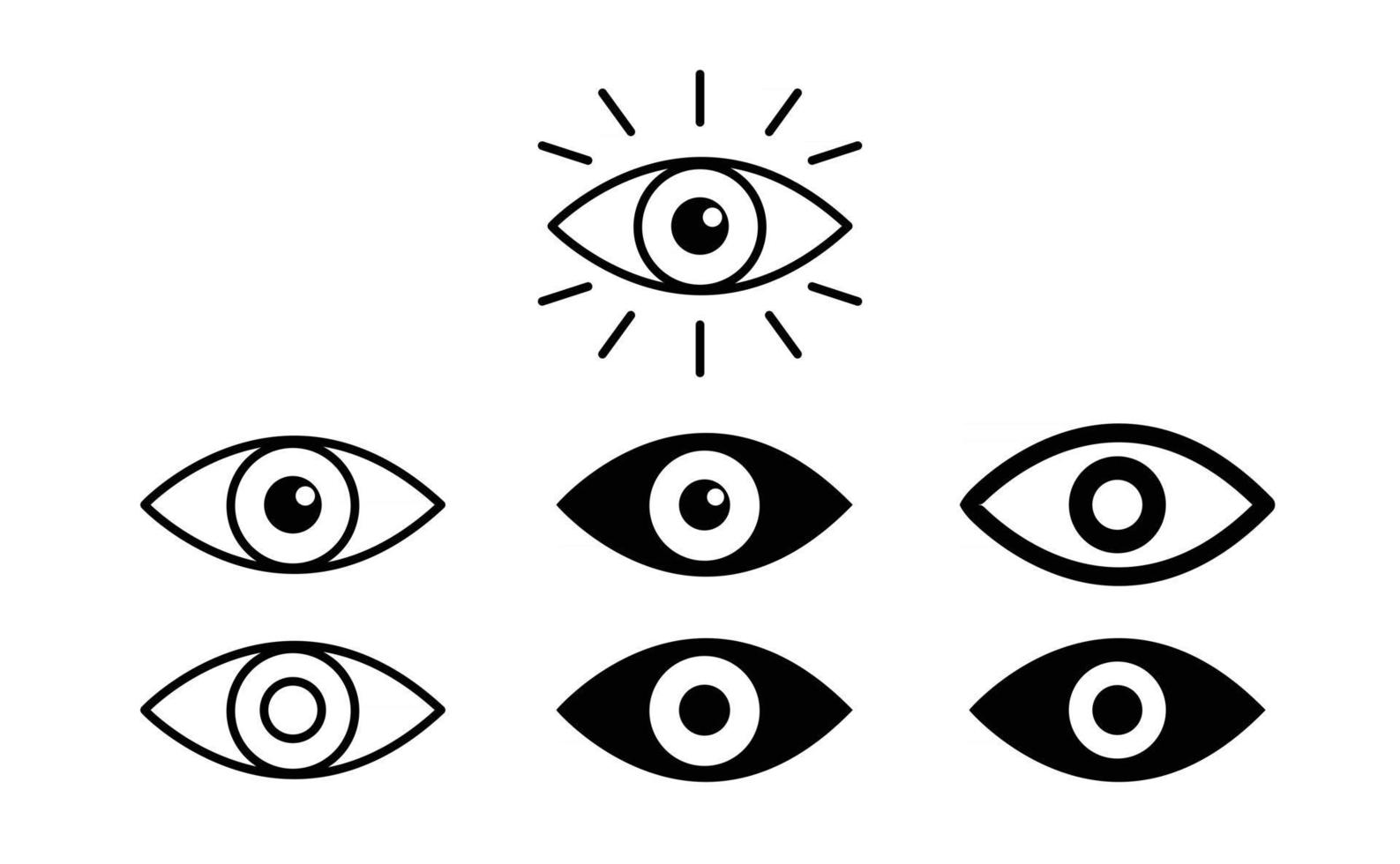 conjunto de iconos de ojo. símbolo de la vista. iconos de ojo de escaneo de retina. colección de ojos simples. vector libre de silueta de ojo