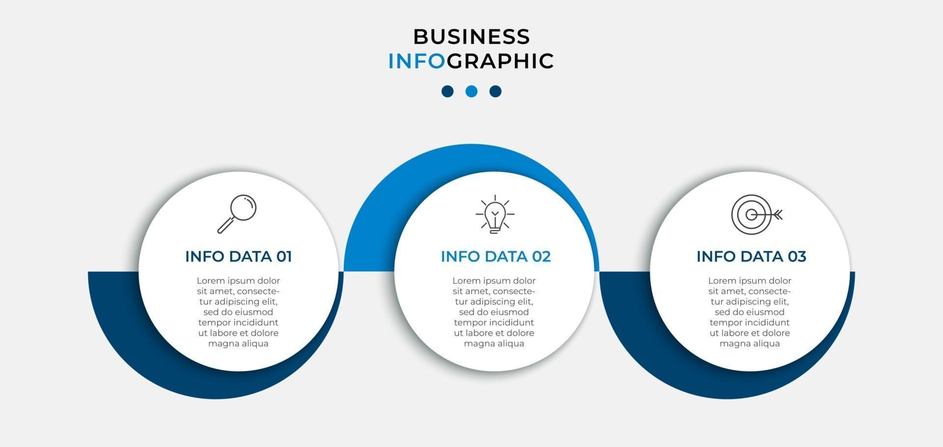 Minimal Business Infographics template. Timeline with 6 steps, options and marketing icons .Vector linear infographic with two circle conected elements. Can be use for presentation. Eps10 vector