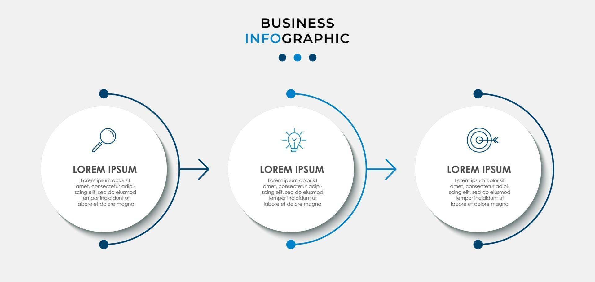 Minimal Business Infographics template. Timeline with 6 steps, options and marketing icons .Vector linear infographic with two circle conected elements. Can be use for presentation. Eps10 vector