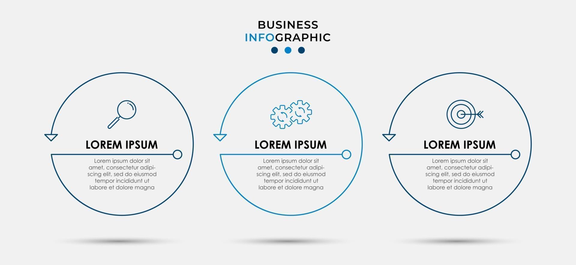 Minimal Business Infographics template. Timeline with 6 steps, options and marketing icons .Vector linear infographic with two circle conected elements. Can be use for presentation. Eps10 vector