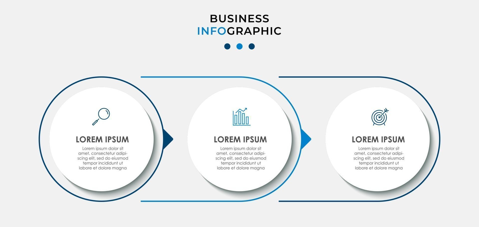 Minimal Business Infographics template. Timeline with 6 steps, options and marketing icons .Vector linear infographic with two circle conected elements. Can be use for presentation. Eps10 vector