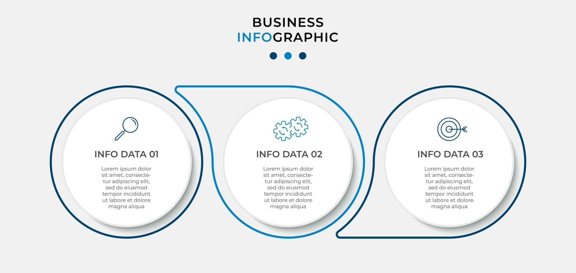 Minimal Business Infographics template. Timeline with 6 steps, options and marketing icons .Vector linear infographic with two circle conected elements. Can be use for presentation. Eps10 vector