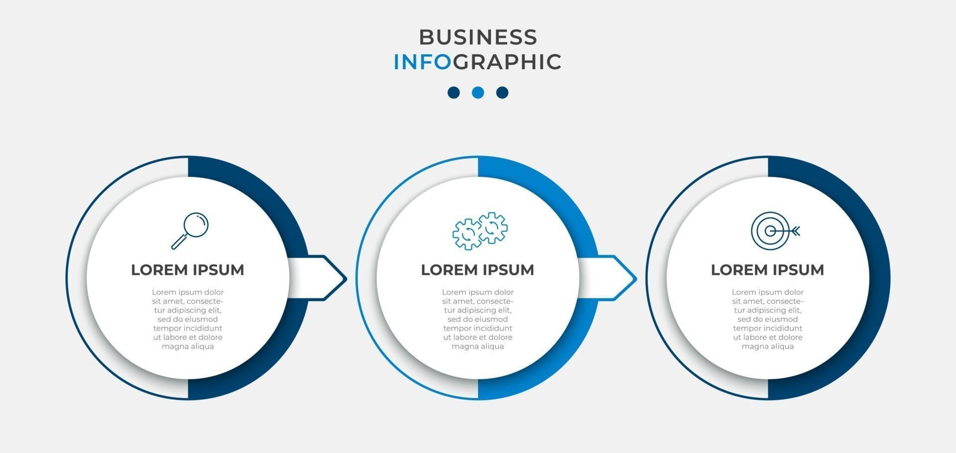 Minimal Business Infographics template. Timeline with 6 steps, options and marketing icons .Vector linear infographic with two circle conected elements. Can be use for presentation. Eps10 vector