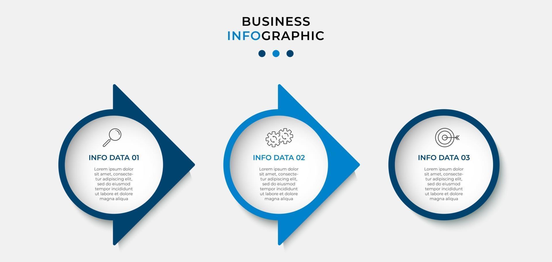 Plantilla mínima de infografías de negocios. línea de tiempo con 6 pasos, opciones e iconos de marketing. Infografía lineal de vector con dos elementos conectados en círculo. se puede utilizar para presentaciones. vector eps10