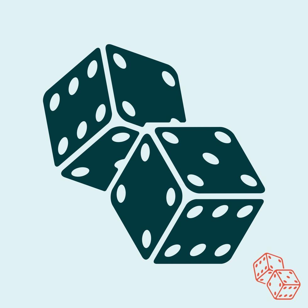 Casino dice icon. Two game dices symbol. Vector illustration.