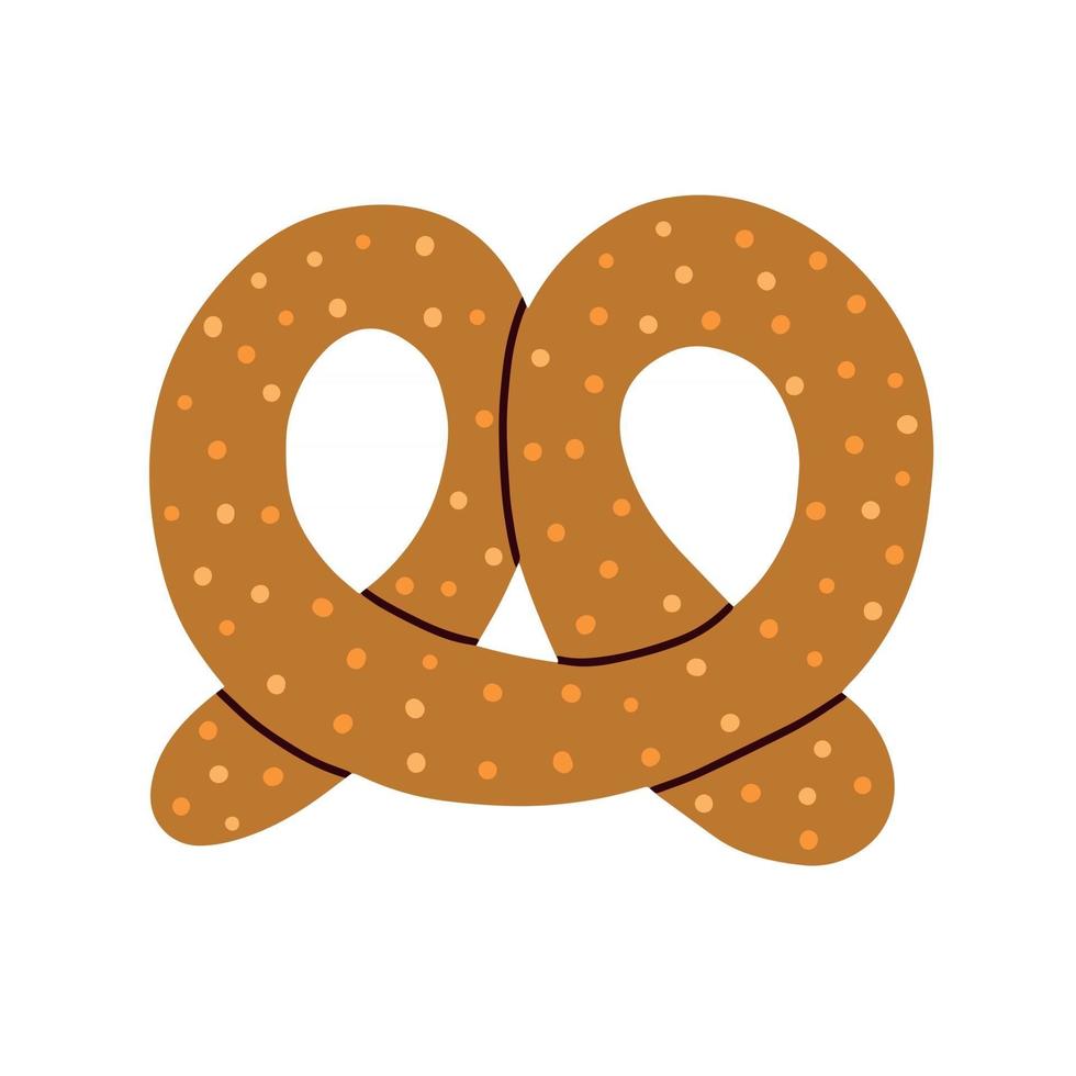 Pretzel on a white background. Vector illustration in doodle style
