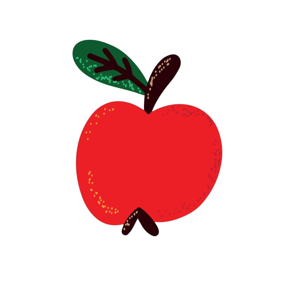 Red apple isolated on a white background. Hand-drawn vector illustration