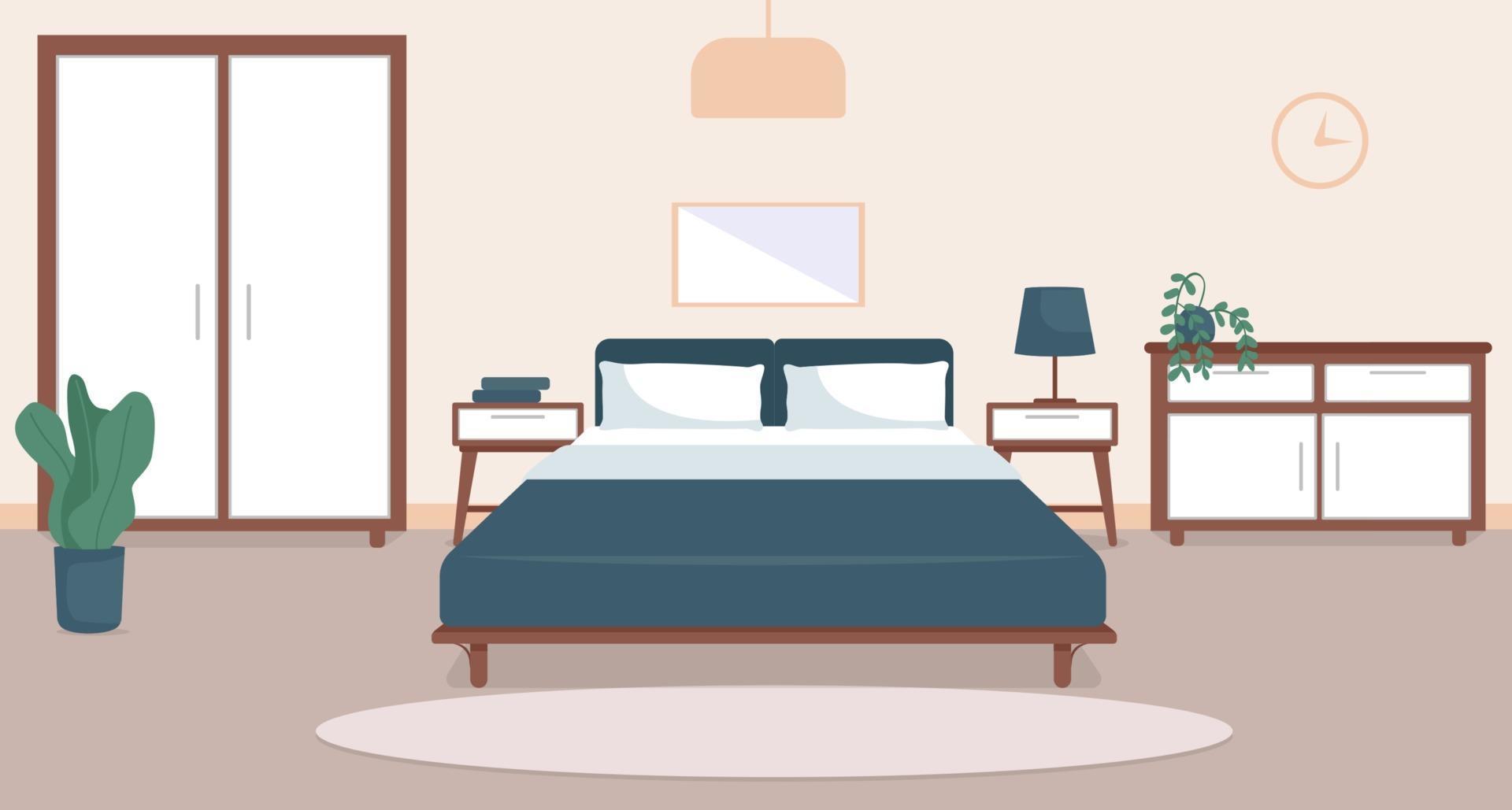 Bedroom interior flat color vector illustration 2882330 Vector Art at