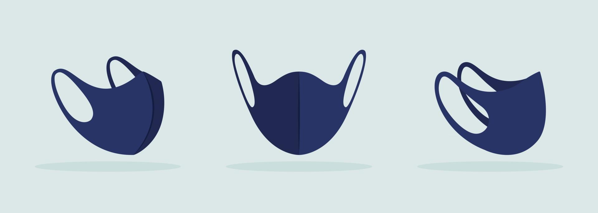 Center seam face mask black mockup vector